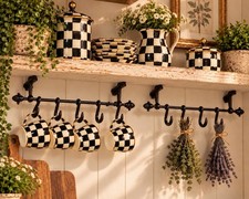 2 VTG Cast Iron Wall Mount Utensil Utility Coat Rack Heavy Duty Sliding S Hooks