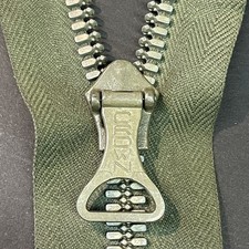 WW2 CROWN Military Spring Load Slider Pull 47.5" OPEN END Cotton Zipper Vintage
