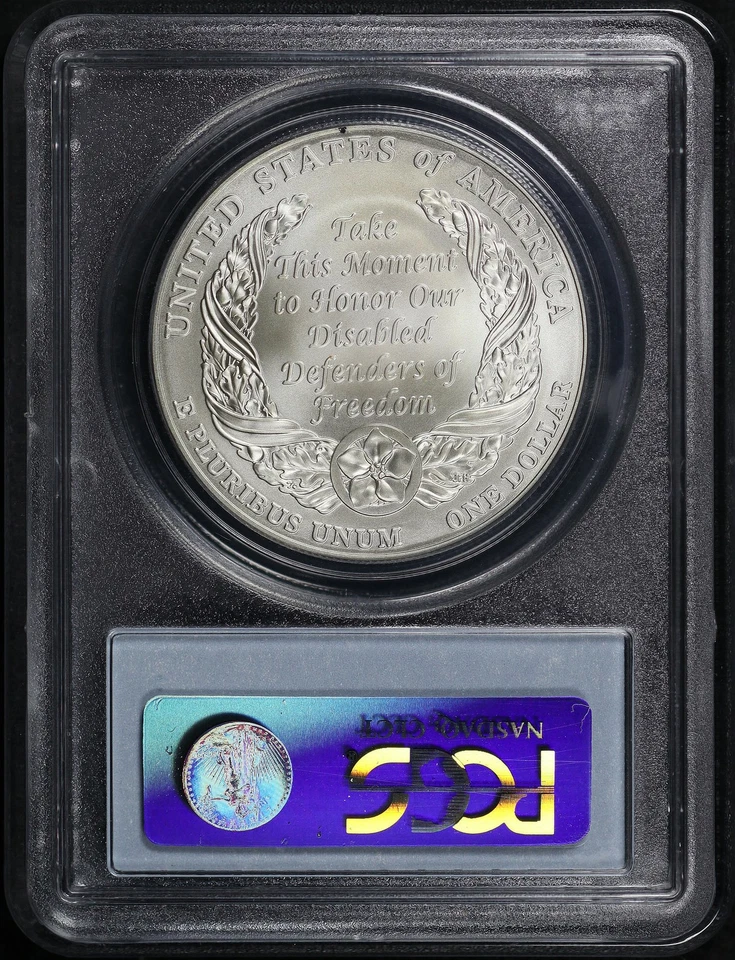 2010-W Disabled Veterans Silver Dollar Commemorative PCGS MS-70 - Image 2 of 2