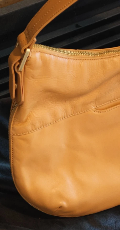 Bolso de Hombro Hobo Nuevo con Etiquetas Harley Amarillo Miel/Naranja Cuero Grande Foto 4 de 4