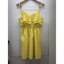 J. Taylor Yellow Eyelet Lace Tiered Ruffle Spaghetti Strap Sun Dress Size 6