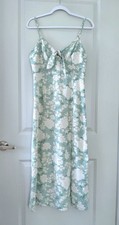 Sbetro Sage And White Floral Midi Dress, Size Large, Womens