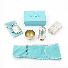 Tiffany Sterling Salt Cellar Salt Shaker Pillbox Perfume Vial Lot of 4 #S4155-3
