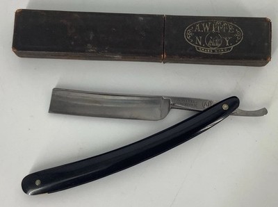 Antique A. Witte New York Straight Razor Black In Original Box Hand Shaving