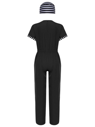 Kids Orange Prisoner Costume Jumpsuit Jailbird Inmate Prison Uniform Fancy Dress - Picture 17 of 39