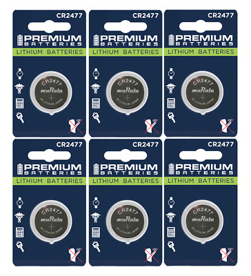 Premium Batteries Murata CR2477 Batteries 3V Child Safe Lithium Coin (6 Count)