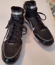  Nike Air Huarache Baseball Cleats Size 15  Black with White Swoosh 