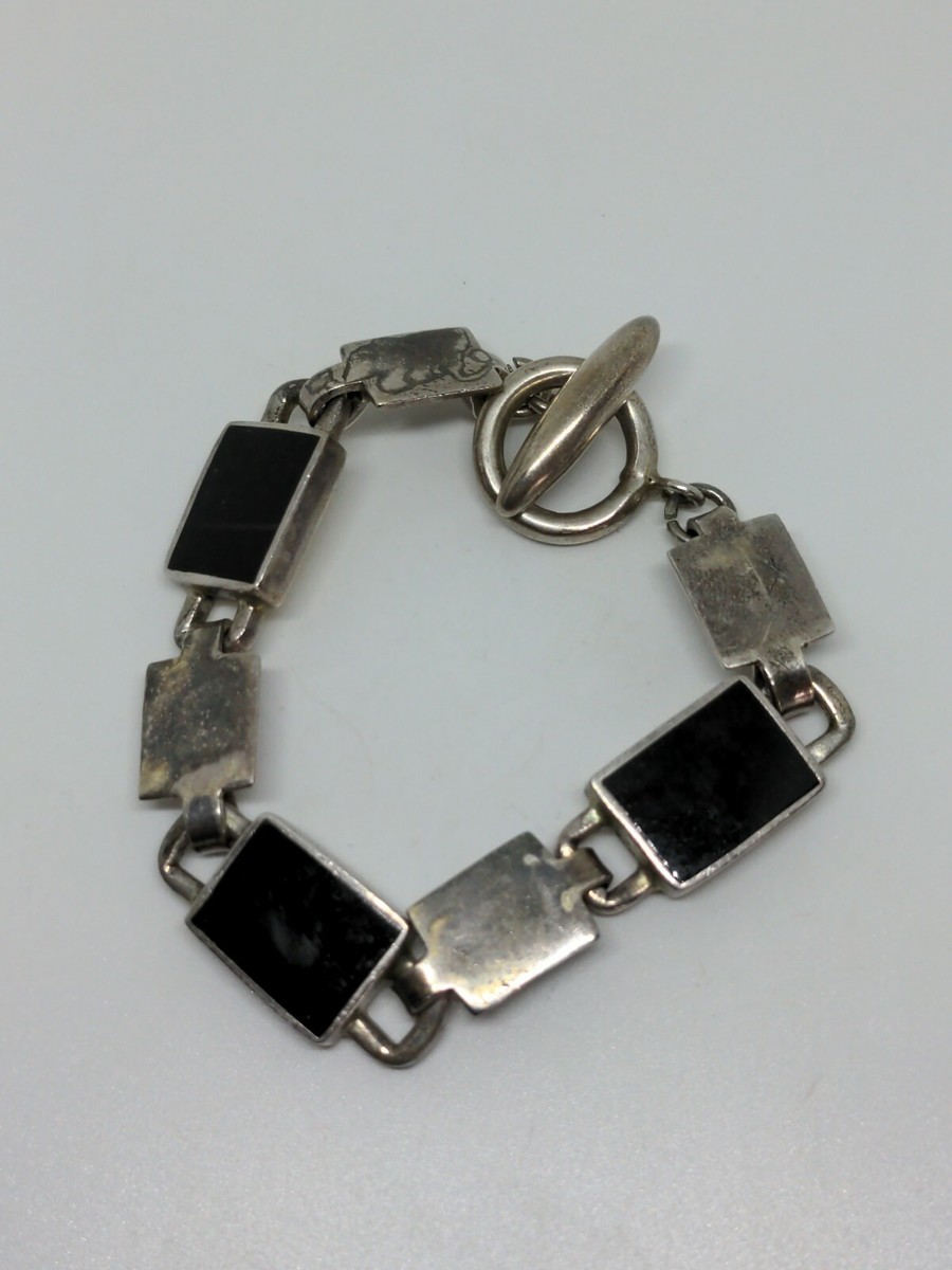 アクセサリー silver 925 ONYX vintage bracelet Vintage Sterling Silver 925 Mexico Black Onyx Bracelet 7