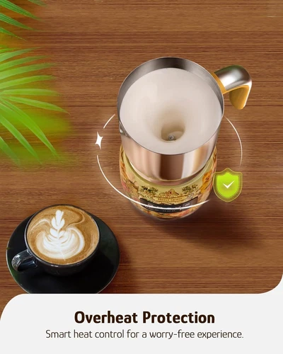 Hazel Quinn Electric Milk Frother Stainless Steel Coffee Milk Steamer Detachable - Imagen 9 de 10