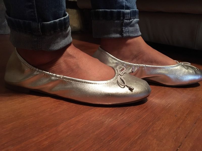 Ballerines Plates Fille American Eagle - Paillettes Argent, Taille 4.5, Excellent État