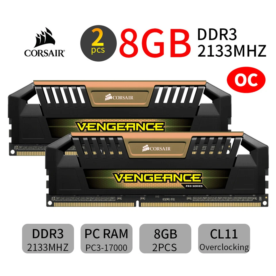 Corsair VENGEANCE Pro 16GB 2x 8GB DDR3 OC 2133MHz PC3-17000 Memory SDRAM Gold UK