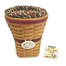 Longaberger 1998 May Series Snapdragon Basket Combo Protector Liner Tie On Red