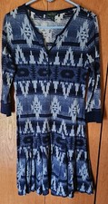 Ralph Lauren Jeans Co Women's Blue Aztec Southwestern Swing Midi Dress Size S.