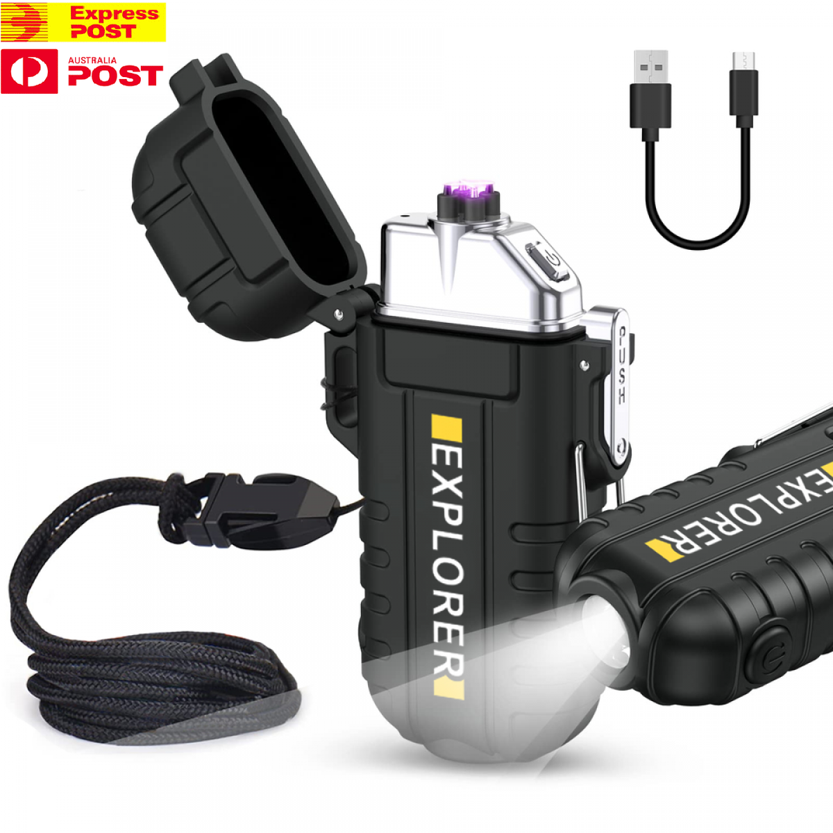 Lighter Rechargeable USB-C Dual Arc Plasma Electric Flameless Waterproof  Wind AU