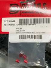 Dtel05309 Hobby Details 1/24th Car Wheel Nuts/Hubs Silver/Red