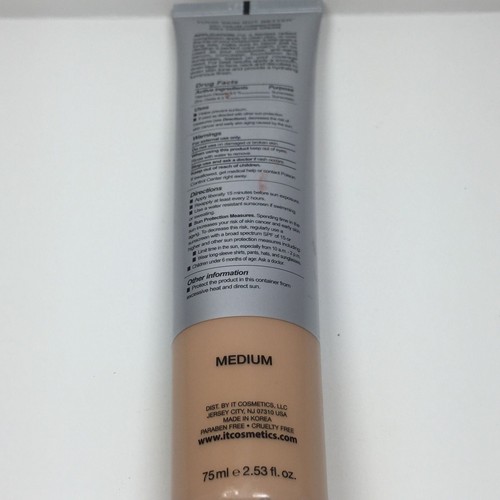 IT CC+ Your Skin But Better Color Correcting Cream Foundation MEDIUM 2.53oz READ - Afbeelding 2 van 2