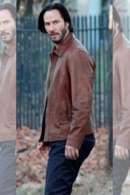 John Wick 03 Keanu Reeves Brown Leather Jacket Menswear Biker