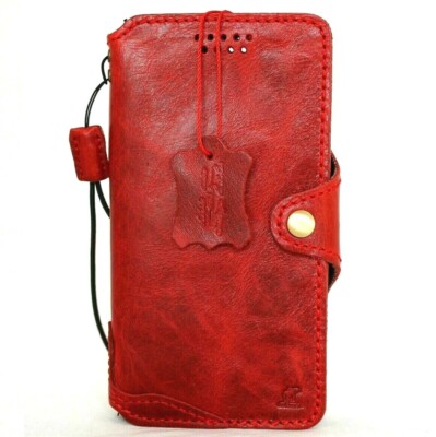 Genuine Leather Case For Apple iPhone 13 Wallet Luxury Cover Book Soft Slim Red