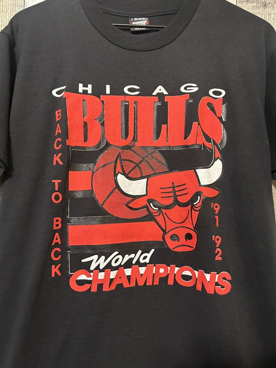 Vintage 90s NBA Chicago Bulls T-Shirt Large Back To Back Champions