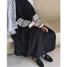 Dubai Muslim Kimono Kaftan Maxi Dress Abaya Open Cardigan Embroidery Turkey Robe