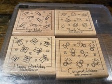 Stampin Up Fabulous Four Set Of 4 Wood Mounted Rubber Stamps Retired 2004