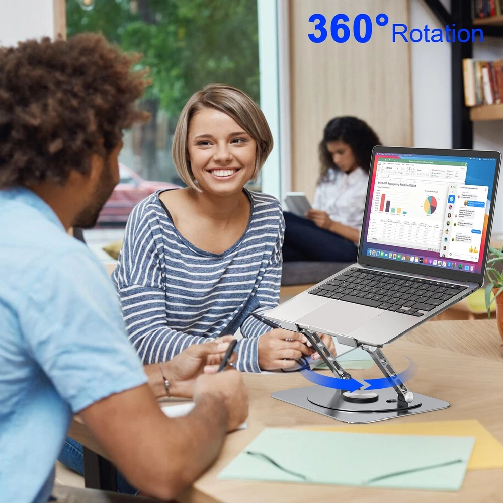 Laptop Stand,with 360°Rotating Base,External Cooling Fan,Adjustable RGB Lig