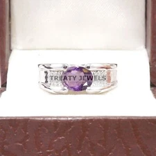 Amethyst Oval Cut Gemstone With 925 Sterling Silver Ring For Men's #A713 *