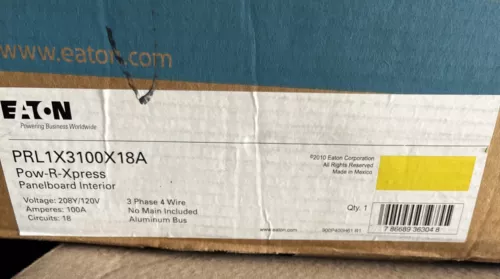Eaton PRL1X3100X18A 208Y/120V 3P 100A 18C POW-R-XPRESS INTERIOR NIB