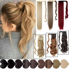 Real Thick Clip In Pony Tail Hair Extensions Wrap Clip On Ponytail As Human Hair