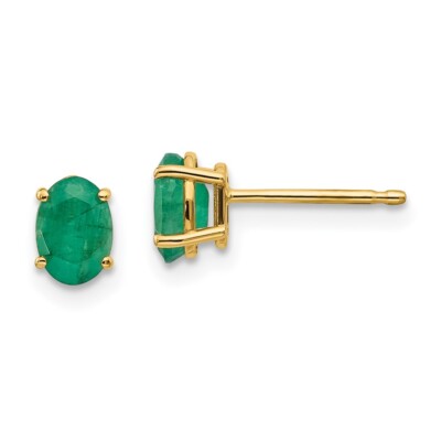 Ohrringe 6 mm 14 Karat Gelbgold Smaragd - Mai