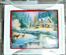 Collectible Hallmark Thomas Kinkade Holiday Ornament Deer Creek Cottage 1995 NIB