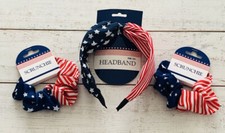USA Red White Blue Star Headband Hair Scrunchie Bow July 4 Patriotic Ships Fast 