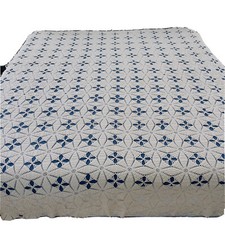 Vintage Ecru Cotton Hand Crocheted Bed Coverlet Bedspread 95 x 78 Popcorn Star