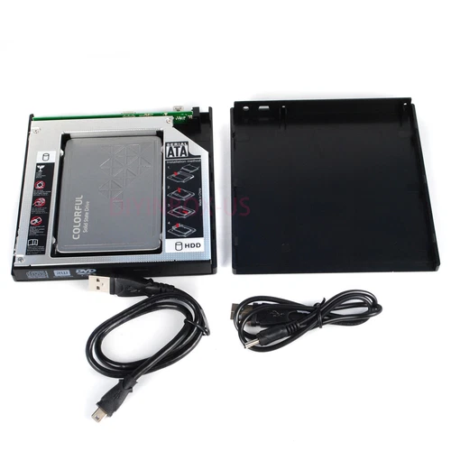 External USB Case Enclosure for SATA Laptop Tray Load CD DVD Optical Drive 9.5mm