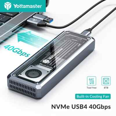 Yottamaster M.2 NVME USB 4.0 Externes SSD Gehäuse mit Lüfter 40Gbit/s Bis zu 4TB