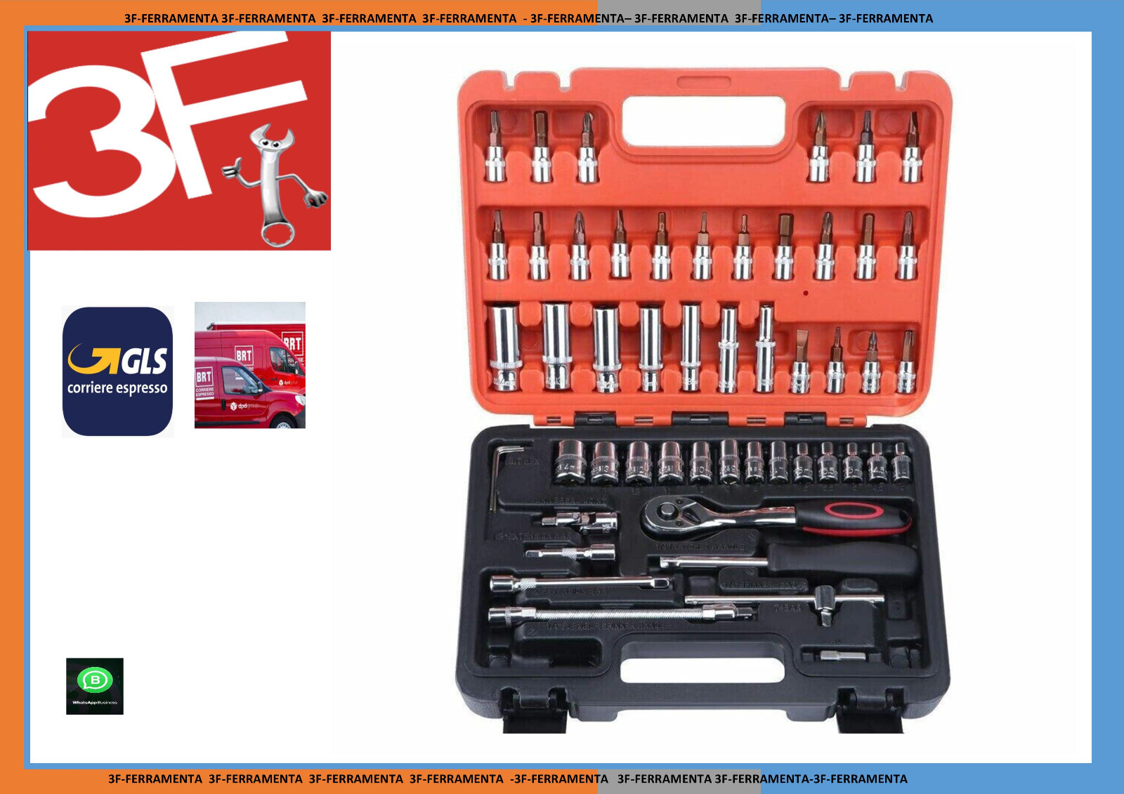 SET CHIAVI A BUSSOLA CON CRICCHETTO 53 PEZZI CHROME VANADIUM IN VALIGETTA