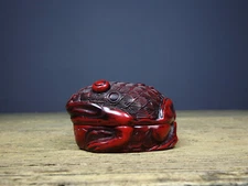 Chinese Vintage Lacquerware Exquisite Frog Statue Jewelry Box Collection Art