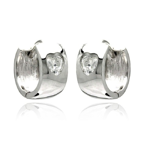 Boucles D'oreilles Créoles En Argent Sterling 925 Avec Zircon Ovale - Occasion
