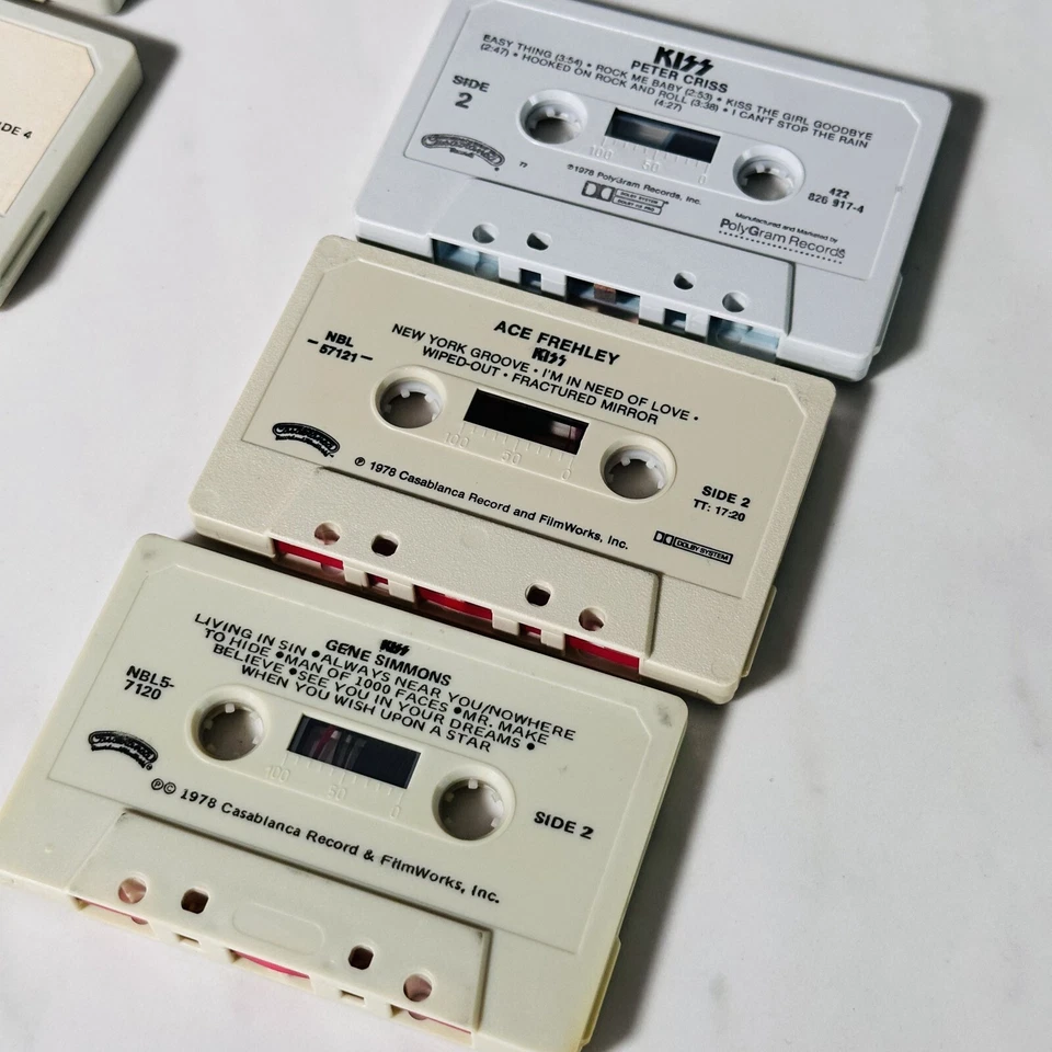 KISS - Cassette Lot of 7 - Solo Album Gene Ace Peter Killers Alive II - Smashes - Image 3 of 4