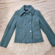 Bedo Femme Coat Womens Size Medium Teal Blue Wool Blend