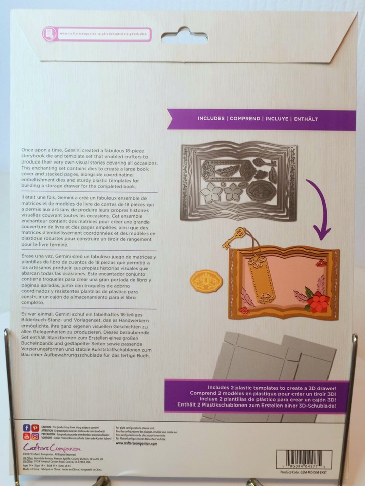 RETIRED Crafters Companion ENCHANTED STORYBOOK EASEL & DRAWER 18 Pc Die