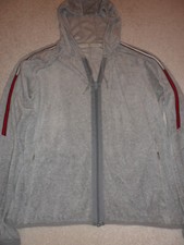 VTG Tommy Hilfiger Women's Size L Gray Velour Hoodie Full Zip Jacket Pockets