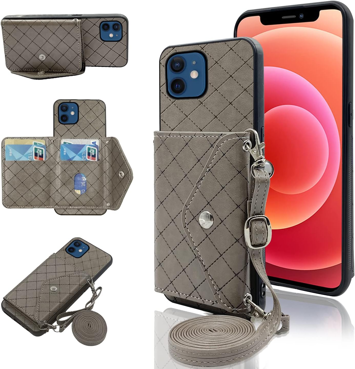 Compatible with Iphone 11 6.1 Wallet Case with Crossbody Shoulder Strap and Stan