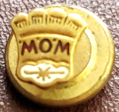 MOM Lapel or Hat Pin with Screw Back Gift Gold Tiny Crown Design