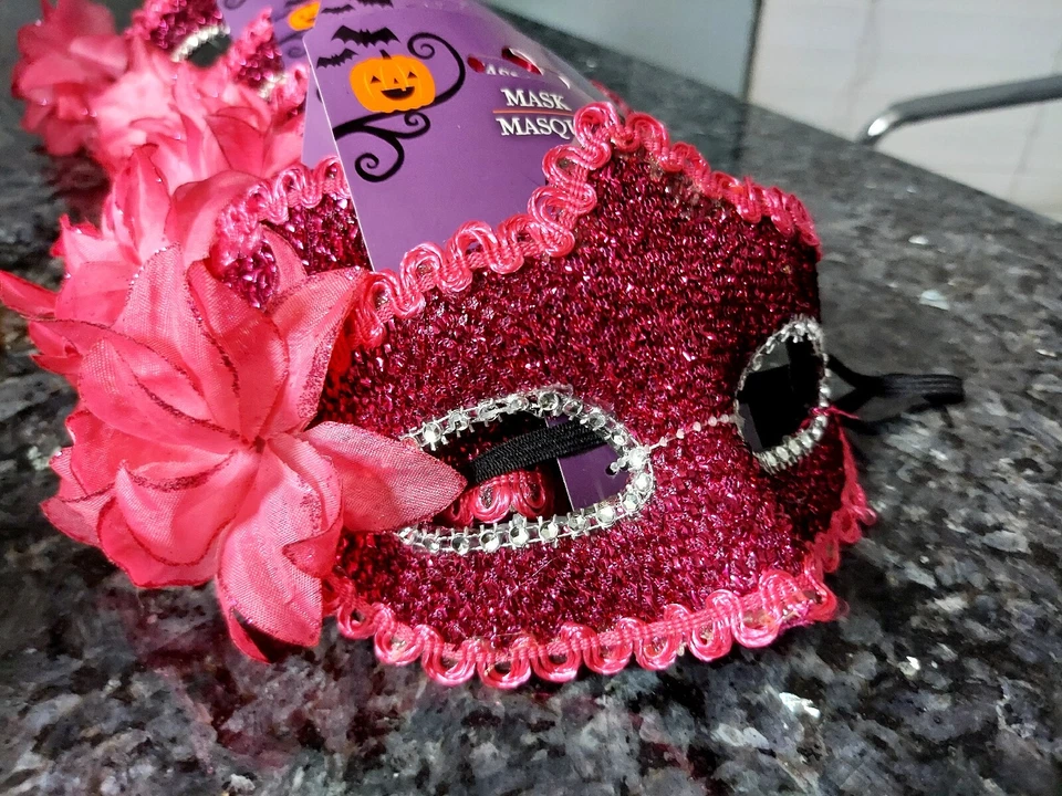 Pink Rose Venetian Masquerade Mask Party Prom Wedding Halloween Costume  - Image 2 of 4