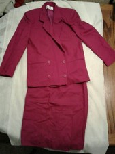 Vintage Jones New York Purple Fuschia 2pc Suit Blazer Skirt Size 6 cb12 
