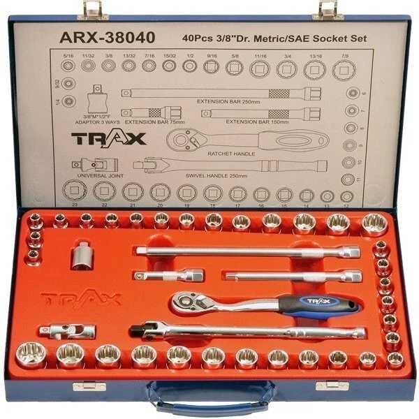 TRAX ARX-38040 40pc 3/8″ Drive Metric & SAE Socket Set – Lifetime Warranty - image 3 of 4