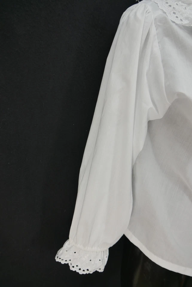 Gr.48 Trachtenbluse weiß Bluse für Dirndl AS Baumwolle mit Spitze TB10146 - Bild 3 von 4