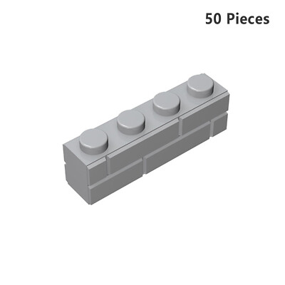 50x 15533 Brick Special 1 x 4 with Masonry Brick Profile Light Gray & Parts