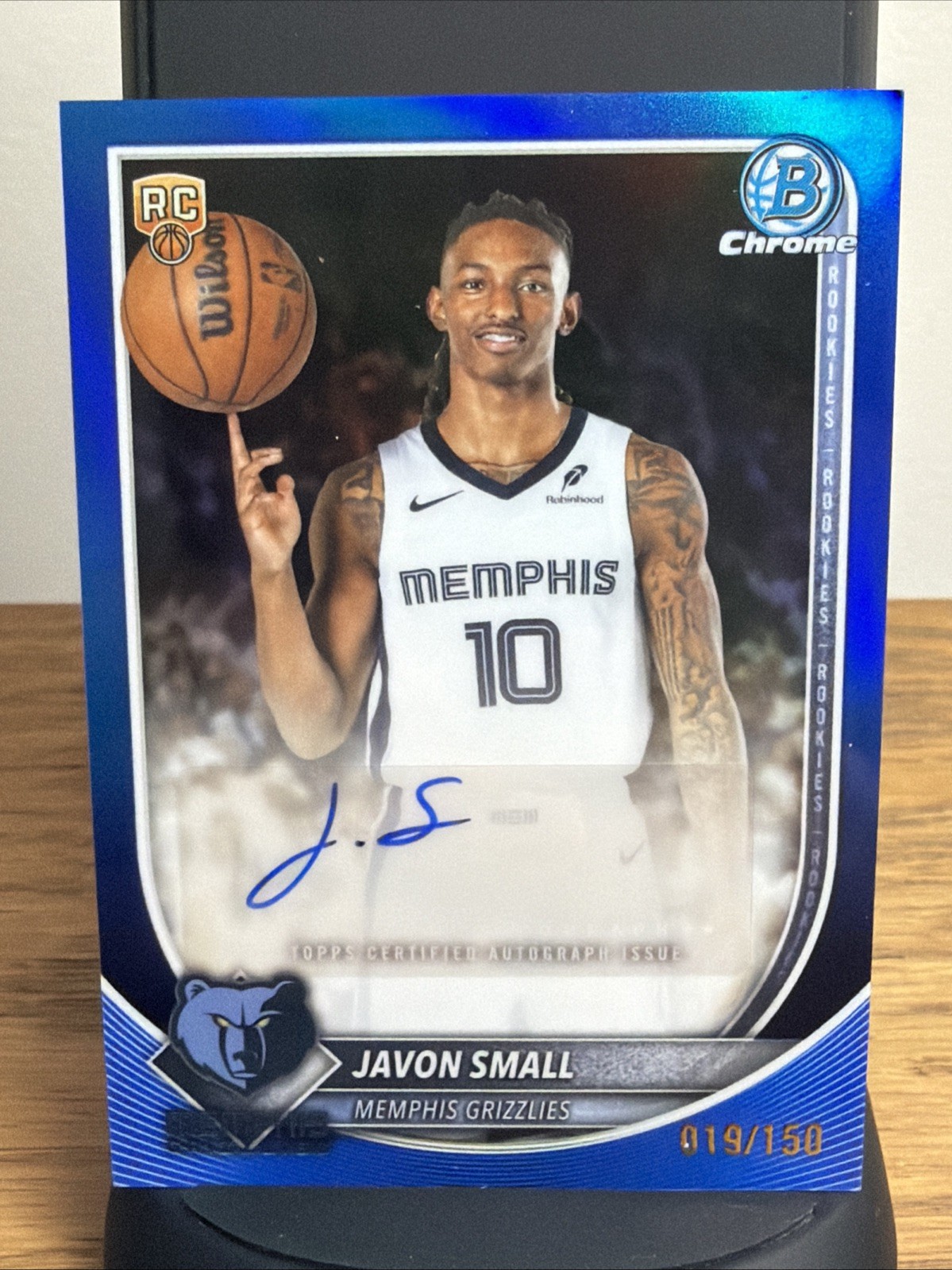 Javon Small 2025-26 Bowman Chrome Autograph Blue Refractor /150